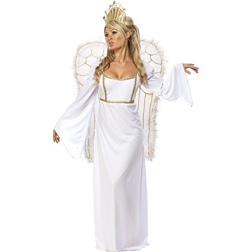 Smiffys, Damen Engel Kostüm, Kleid, Krone und Flügel, Größe: M, 31289