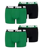 PUMA 4 er Pack Boxer Boxershorts Men Herren Unterhose Pant Unterwäsche, Farbe:035 - Amazon Green, Bekleidungsgröße:M