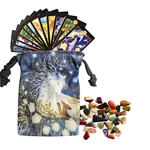 10 Stück Tarotbeutel Aufbewahrungstasche | Tarotkarte Samt Aufbewahrungstasche | Doppelseitiger Druck Samt Stickerei Kordelzug Tarot Rune Tasche Mode Tarot Karte Kristall Edelstein Schmuck Kleine