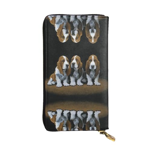 Stilvolle und personalisierte Leder-Clutch-Geldbörse mit afrikanischem Elefant, einfach zu tragen., Süßer Basset Hound Welpen, Einheitsgröße