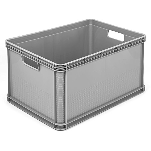 2 x 64 Liter Stapelbox Stapelkästen Euro Box Europalette grau Palettenbox Kiste