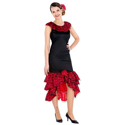 TecTake dressforfun Frauenkostüm heiße Spanierin | Kleid & Bindegürtel | Flamenco Tänzerin Verkleidung (XL | Nr. 300634)