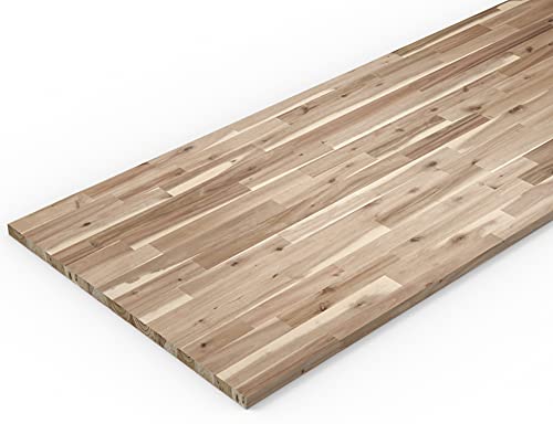 INTERBUILD Tischplatte Massivholz, Arbeitsplatte Küche aus FSC Akazienholz, Bio-Weiß, 2000 x 800 x 26 mm