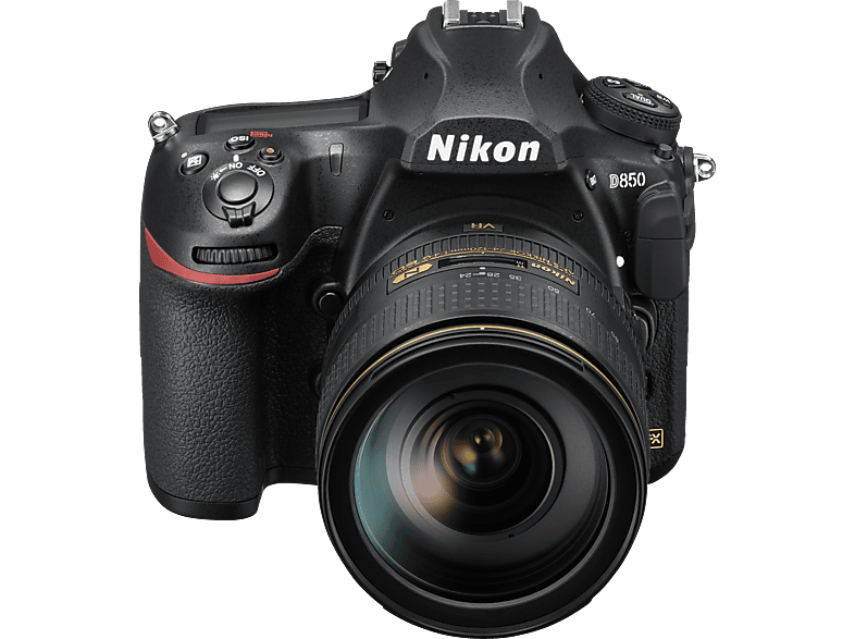 NIKON D850 Kit Spiegelreflexkamera, 45,7 Megapixel, 24-120 mm Objektiv (AF-S, ED, VC), Touchscreen Display, WLAN, Schwarz