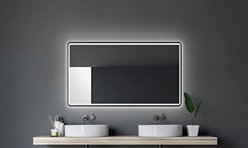 Talos LED Badspiegel 120x70 cm Badezimmerspiegel mit Beleuchtung matt schwarzer Aluminiumrahmen Wandspiegel Lichtumrahmung - matt schwarz