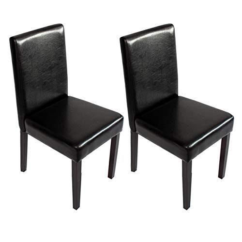 Mendler 2X Esszimmerstuhl Stuhl Küchenstuhl Littau ~ Kunstleder, schwarz, dunkle Beine