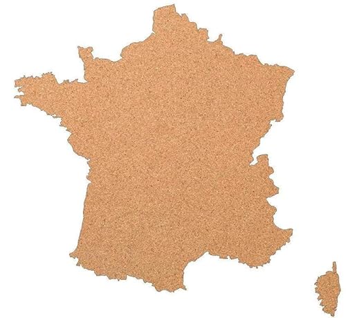 Frankreich als Pinnwand aus Kork XXL ca. XXL 60x60 cm | Umriss Frankreich zum Pinnen und als Wanddeko | Tolle CORKWORLD | Detailgenau & Hochwertig