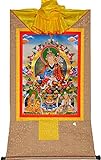 Tibetische Tangka, Rollen von Tangka, Padmasambhava Tibetisch for Heimdekoration, Meditation, handgefertigte buddhistische Thangka-Brokat-Yoga-Dekoration (Farbe: Gold, Größe: S) (Farbe: Blau, Größe: M