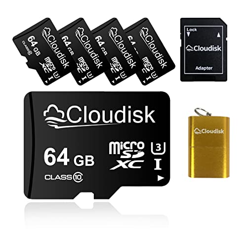 Cloudisk 5er-Pack Micro SD-Karte mit MicroSD Adapter Card Reader-Speicherkarte (64GB)