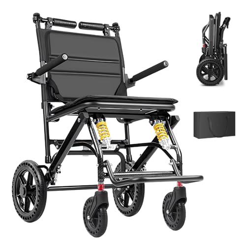 GHBXJX Faltbar Leicht Rollstuhl für die Wohnung und Outdoor, Ultraleicht Rollstühle mit Trommelbremse, Transportrollstuhl für ältere Menschen, Aluminium, Sitzbreite 45cm