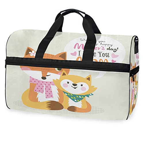 Fuchs Tier Cartoon Sporttasche Badetasche mit Schuhfach Reisetaschen Handtasche für Reisen Frauen Mädchen Männer