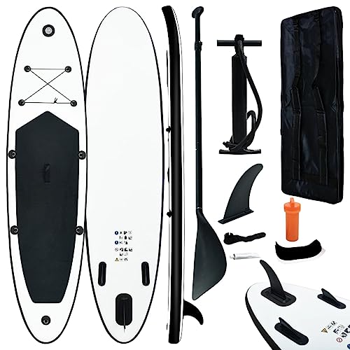 vidaXL Stand Up Paddle Board Set Aufblasbar mit Tragetasche SUP Surfbrett Surfboard Paddelboard Paddling ISUP Schwarz Weiß 330x72x10cm