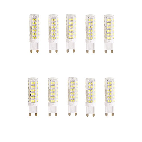 OUGEER 10er Pack G9 LED Lampe, Kein Flackern, (7W, Ersetzt 65W Halogen), 650LM, Kaltweiß 6000K, G9 LED Leuchtmittel Birne