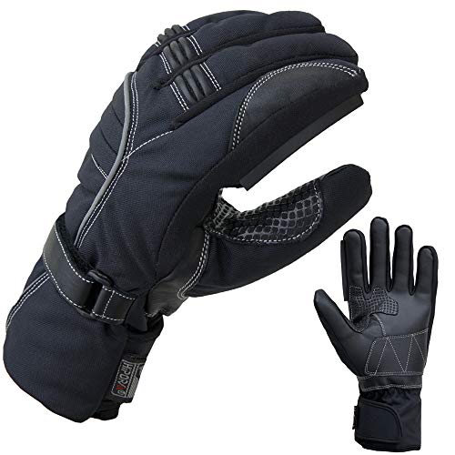 PROANTI Winter Regen Motorradhandschuhe Motorrad Handschuhe mit Visierwischer (S)