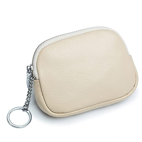 Geldbörse für Damen Ultradünne Geldbörse, klein, einfach, aus weichem Leder, Schlüsseltasche mit Reißverschluss, eine Tasche Kleine Damengeldbörse (Farbe : Milkshake White, Size : 11.5x9x2cm)