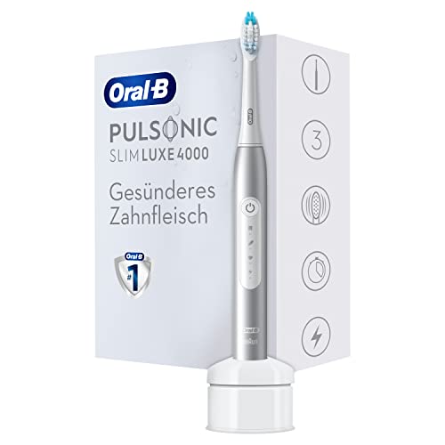 Braun Oral-B 4210201305644 Pulsonic Slim Luxe 4000 Elektrische Schallzahnbürste für Gesünderes Zahnfleisch In 4 Wochen, mit Sensitiv-Programm und Timer, Platin
