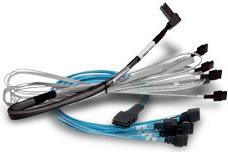 Broadcom - Internes SAS-Kabel - 1x8 Slim SAS (SFF-8654) (M) bis 2 x 4x Mini SAS HD (SFF-8643) - 1,0m - NVMe Connection (05-60002-00)