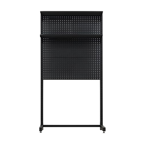 Werkzeugwand Metall Lochwand, Lochplatte Schreibtisch, Verstellbare Höhe von Paneelen Und Regalen, Große Pegboard für Büro, Werkstatt, Küche, Handwerk ( Color : Negro , Size : 106*160cm/41.7*63in )