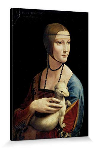 1art1 Leonardo Da Vinci - Dame Mit Dem Hermelin, ca. 1490 Poster Leinwandbild Auf Keilrahmen 120 x 80 cm