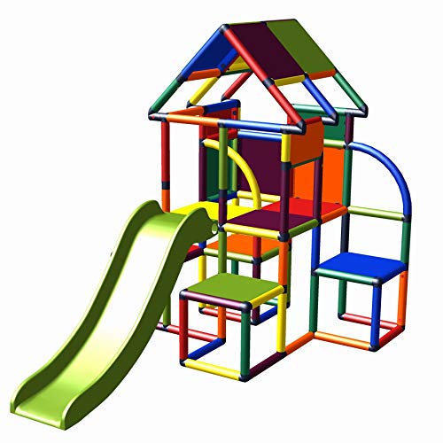 move and stic Lina großer Spielturm / Spielhaus Kletterturm mit Rutsche für Kleinkinder (7 Farben Multicolor)