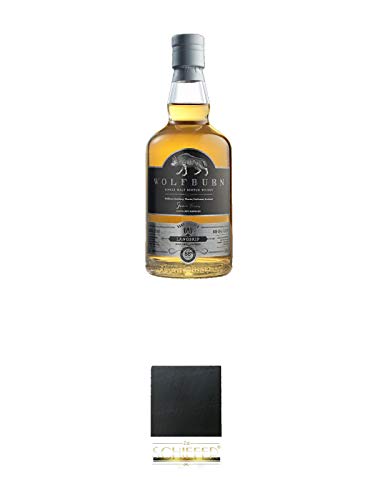 Wolfburn Langskip Single Malt Whisky 58% Vol. 0,7 Liter + Schiefer Glasuntersetzer eckig ca. 9,5 cm Durchmesser
