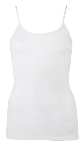 Brody & Co Damen-Hemdchen, gefüttert, BH-Unterstützung, Unterhemd, Trägertop, Yoga, Tanzkleidung, Sommer-/Strandmode Gr. Large, weiß