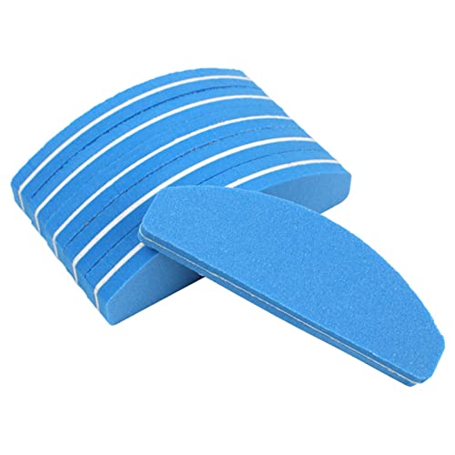 RHAIYAN 100 stücke Schwamm Mini Nageldateien Bunte Nagelpuffer 100/180 Half Moon Sandpapier Polierer Gel Polierdateien Nail art Werkzeuge Specific (Color : Blu)