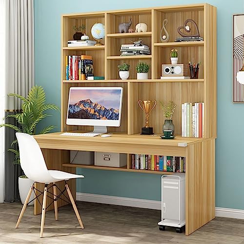 Computertisch mit Bücherregal für kleinen Raum, Holzschreibtisch/Arbeitstisch, Lerntisch für Teenager, Studenten, Heimbüro-Schreibtisch, Computertisch mit Stall (47 Zoll, braun)