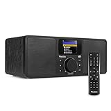 Audizio Rome - DAB Radio mit Bluetooth WiFi und LAN - Internet Radio Wlan-Radio mit DAB+ und FM Radio, Alarm Clock, Internetradio Bluetooth Speaker - Schwarz