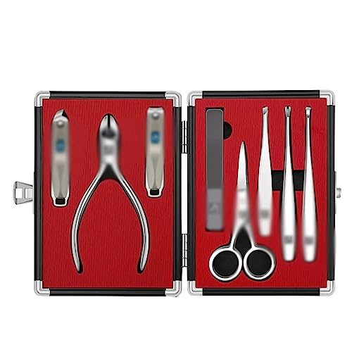 Nagelknipser-Set, Edelstahl-Nagelknipser, ultrascharfer, robuster Nagelschneider mit Etui, verwendet for Nägel von Männern und Frauen (Color : Red)