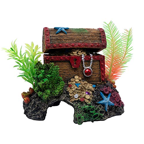 GloFish Aquarium-Dekoration und Pumpe, Schatztruhe, Luftpumpe Dekoration für Aquarien, Mehrfarbig