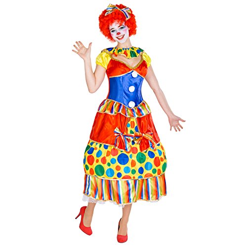 TecTake dressforfun Frauenkostüm Clown | Ballkleid + Haarreif mit Schleife | Clownfrau Clown-Kostüm Fasching (M | Nr. 300778)
