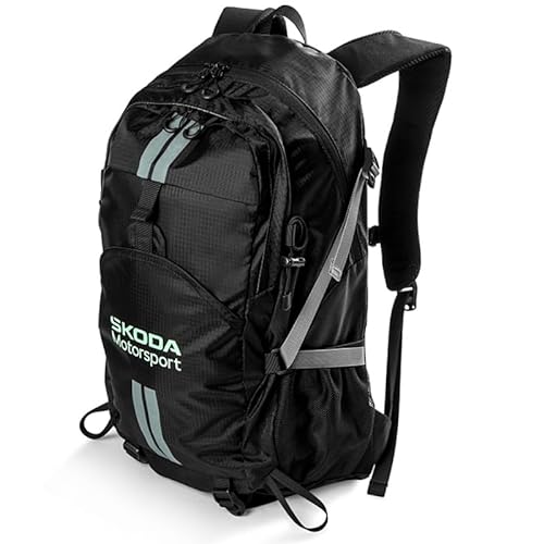 Skoda 000087327S Rucksack Backpack, mit Motorsport Schriftzug, schwarz