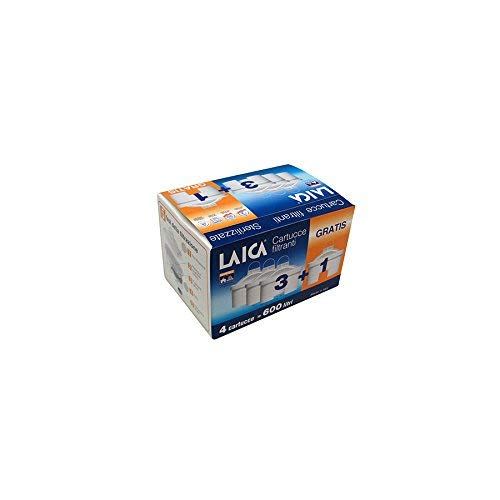 Laica Packung 4 Kartuschen Biflux, Kunststoff, Weiß