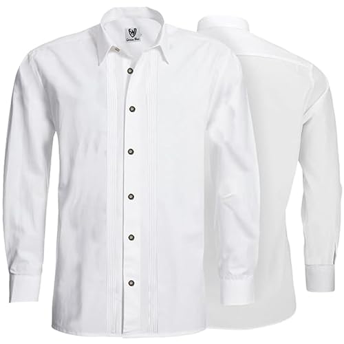 German Wear Trachtenhemd Businesshemd 2x5 Biesen Hemd Langarm Baumwolle, M