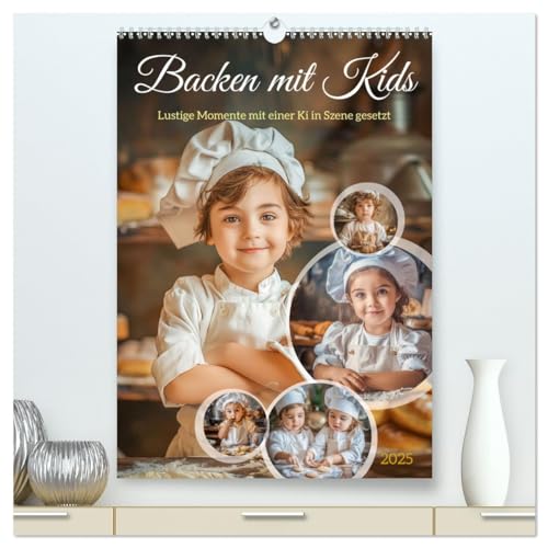 Backen mit Kids (hochwertiger Premium Wandkalender 2025 DIN A2 hoch), Kunstdruck in Hochglanz