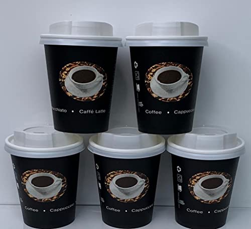 Ol-Gastro-Bedarf 1000 Coffee to GO Becher Schwarz + Deckel 200 ml Pappbecher Coffeebecher