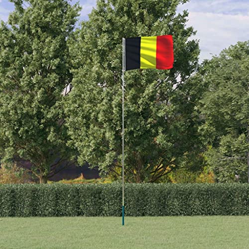 Dekor, Flaggen & Windsäcke, Belgien Flagge und Mast, 5,55 m, Aluminium