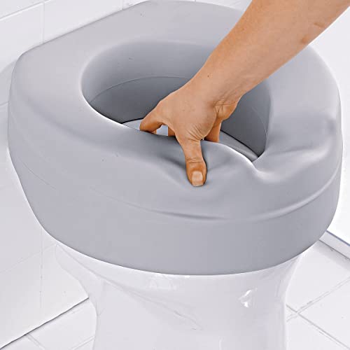 Toilettensitz-Erhöhung "Soft", Toilettenaufsatz Sitzerhöhung Toilettensitz WC, 10 cm Erhöhung, & Hygienemulde, max. 185 kg, grau