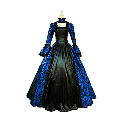 PPangUDing Mittelalterkleid Damen Vintage Gothic Steampunk Viktorianischen Renaissance Spitze Patchwork Prinzessinkleid Abendkleider Partykleid Halloween Karneval Fasching Cosplay Kostüm