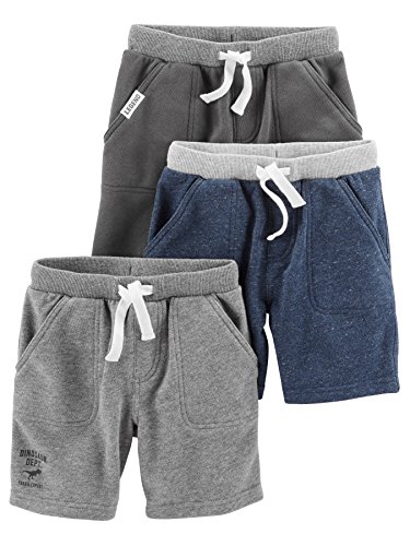 Simple Joys by Carter's Baby Jungen Shorts aus Strick, 3er-Pack, Marineblau Heidekraut/Kohlegrau Meliert/Grau, 18 Monate