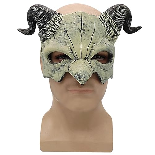 Horn Teufel Latex Maske Horror Kopfbedeckung für Halloween Karneval Kostüm Party Requisiten