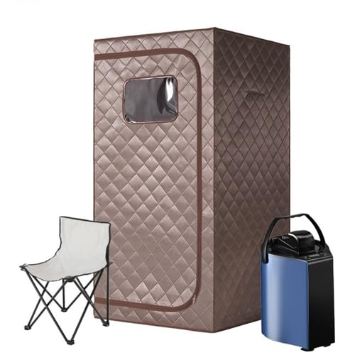 Tragbare Sauna for Zuhause, Saunazelt-Sauna-Box mit 3L-Dampfbad, Fernbedienung, Klappstuhl, 9 Stufen, schwarz,Tragbare Dampfsauna (Color : 71x 31.5x 31.5" Brown)