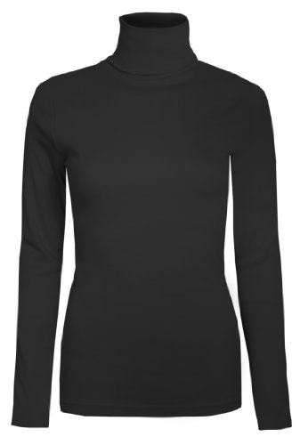 Brody & Co Damen Rollkragen-Pullover,, exklusive, Unifarben, für den Winter und Skifahren, Stretch-Qualität, Baumwoll-Jersey Gr. 40, Schwarz