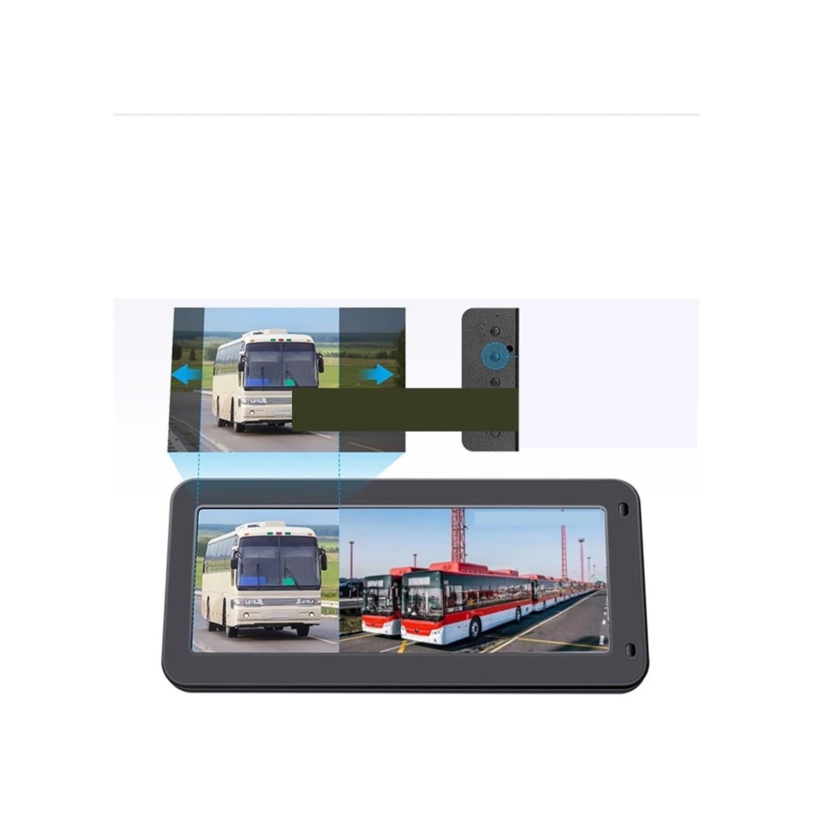 12,3-Zoll-Bus-LKW-Seitenspiegel, universelles Dual-Lens-Autokamera-Monitor-Wireless-Kit (Color : Black)