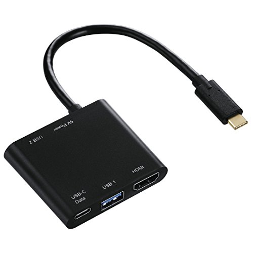 Hama USB / HDMI Adapter [1x USB-C™ Stecker - 2x USB 3.0 Buchse A, HDMI-Buchse, USB-C™ Buchse] Schwarz vergoldete Steckkontakte