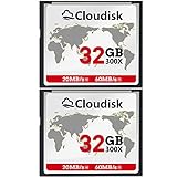 Cloudisk 2-Pack Compact Flash Card 32GB 300X CF 2.0 Kartenleistung für DSLR Kamera, Vintage Digitalkamera und Industrie Ausrüstung (32GB CompactFlash)