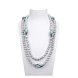 EFEMIR Schmuck 52 Zoll 20 mm grau Keshi Perle blau türkis gepflasterte lange Halskette erfüllen Ketten für Damen