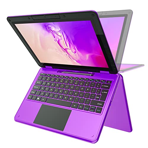 AWOW 29,5 cm (11,6 Zoll) FHD 2-in-1 Touchscreen Laptop mit Stylus, Intel N4120 Prozessor, 6 GB RAM, 256 GB M.2 SSD, Speicher, für Kinder, umwandelbarer Laptop, Violett
