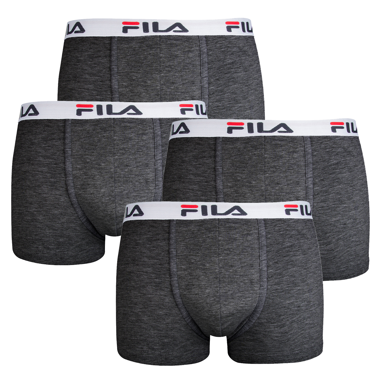 Fila 4er Vorteilspack Herren Boxershorts - Logo Pants - Einfarbig - Bequem - Stretch - viele Farben (Anthrazit, 2XL - 4er Pack)